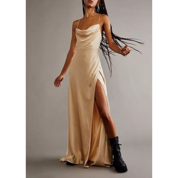 Fame and Partners Dresses & Skirts - NWT Fame and Partners x Free People Rosabel Cowl Neck Silky Maxi Slip Dress